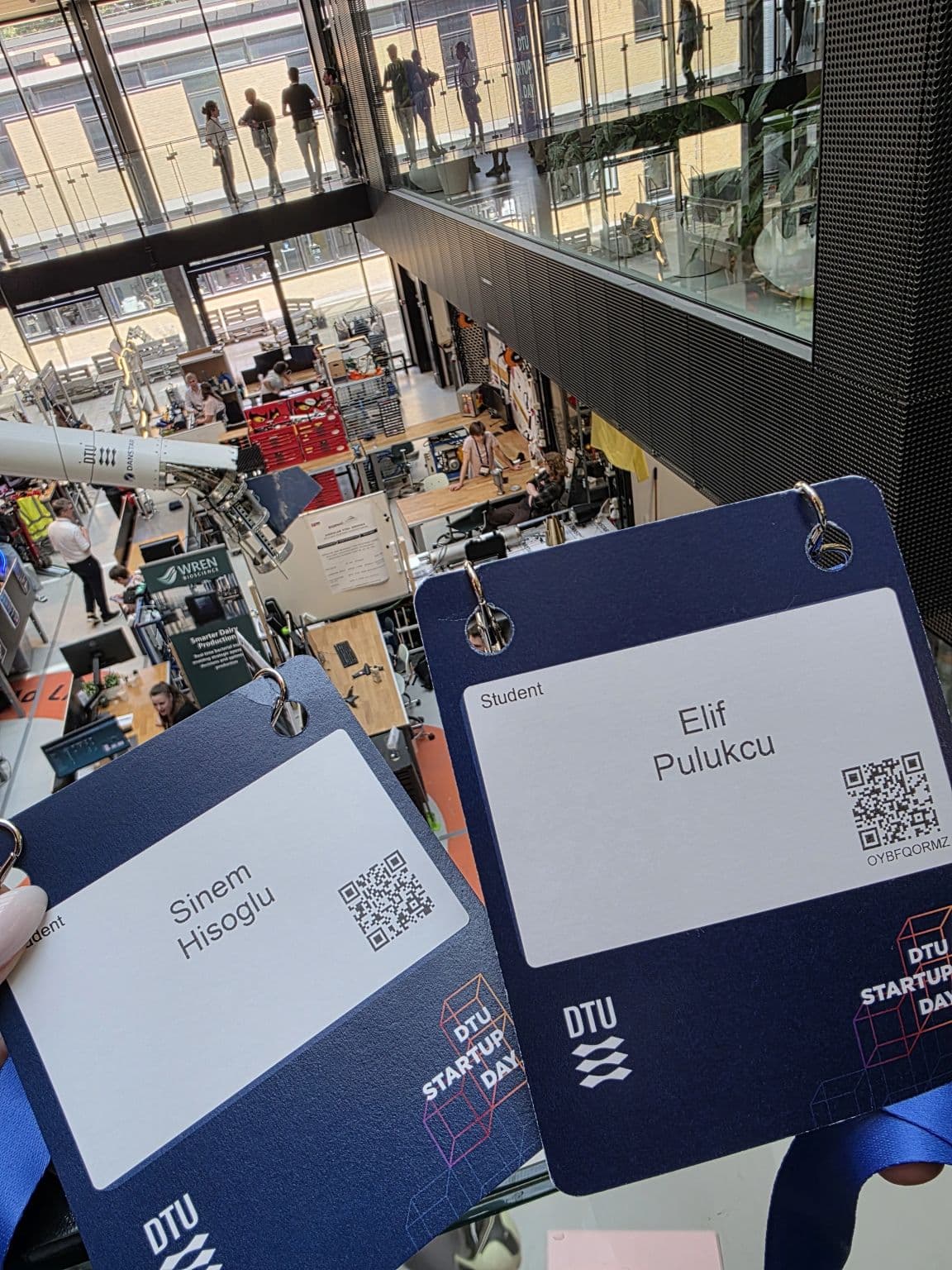 DTU Startup Day 2026 attendee badges at DTU Skylab